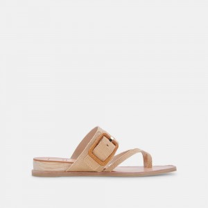 Dolce Vita Perris Raffia Women Sandals Beige / Brown | US-752934TFO