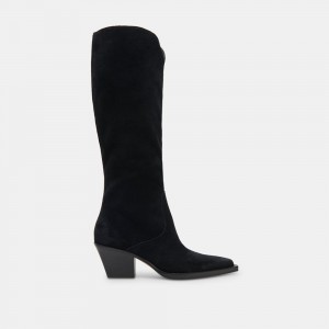 Dolce Vita Raj Wide Calf Suede Women Boots Black | US-604731ESX