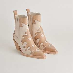 Dolce Vita Renia Nubuck Women Western Boots Beige | US-310584WZK