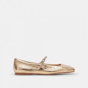 Dolce Vita Reyes Leather Women Ballet Flats Gold | US-318650NTZ