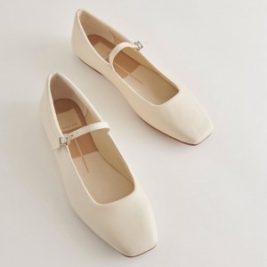 Dolce Vita Reyes Leather Women Ballet Flats Cream | US-127840HPQ