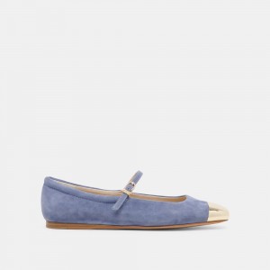 Dolce Vita Reyes Toe Cap Suede Women Ballet Flats Blue | US-507243RKQ