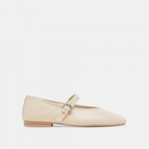 Dolce Vita Roslyn Leather Women Ballet Flats Cream | US-483905VFR