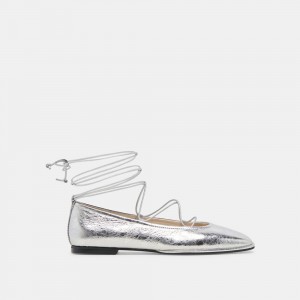 Dolce Vita Ryder Leather Women Ballet Flats Silver | US-750839BEF