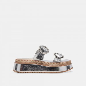 Dolce Vita Rysha Crinkle Patent Women Sandals Silver | US-214603JZW