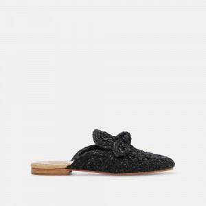 Dolce Vita Sabor Raffia Women Flats Black | US-412380OIH