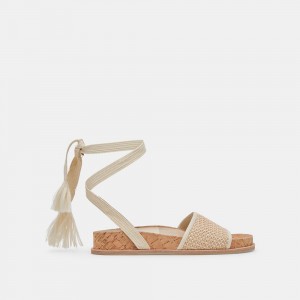 Dolce Vita Salacy Raffia Women Sandals White / Brown | US-658290NDP