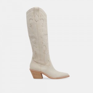 Dolce Vita Samare Nubuck Women Western Boots Cream | US-367402ICD