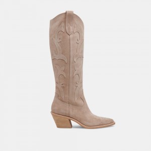 Dolce Vita Samare Suede Women Western Boots Beige | US-635421LTW