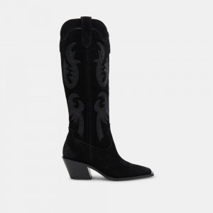 Dolce Vita Samsin Suede Women Western Boots Black | US-562417YIX