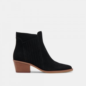 Dolce Vita Sawyer Suede Women Booties Black | US-730894PCF