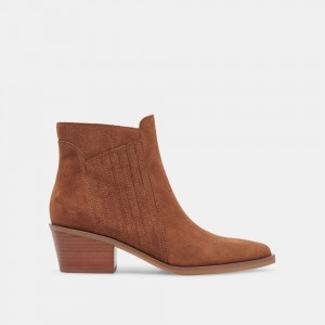 Dolce Vita Sawyer Suede Women Booties Brown | US-843501QGD