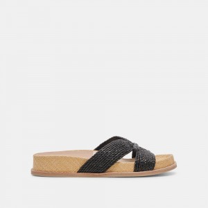 Dolce Vita Selda Raffia Women Sandals Black | US-052419CJI