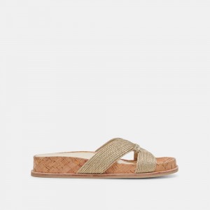 Dolce Vita Selda Raffia Women Sandals Gold | US-249678UED