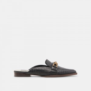 Dolce Vita Sidon Leather Women Flats Black | US-764830GUO