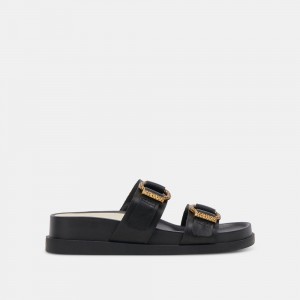 Dolce Vita Soya Leather Women Sandals Black | US-741359UOW