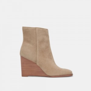 Dolce Vita Susann Wedge Suede Women Booties Beige | US-586073JYE