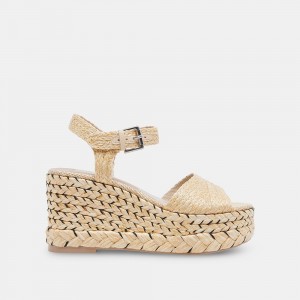 Dolce Vita Tiago Raffia Women Wedges Light Brown | US-730985HZA