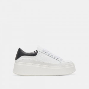 Dolce Vita Wyett Leather Women Sneakers White / Black | US-468731SCT