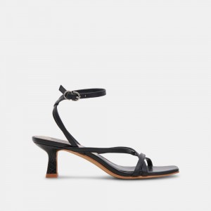 Dolce Vita Zamal Leather Women Heels Sandals Black | US-462970PEU