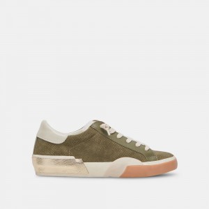 Dolce Vita Zina Plush Suede Women Sneakers Olive | US-249158OJT