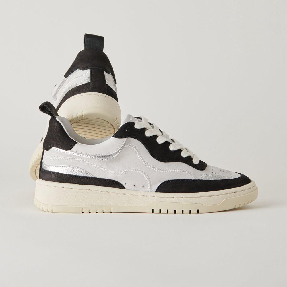 Dolce Vita Adella Leather Women Sneakers White / Black | US-658174IDB