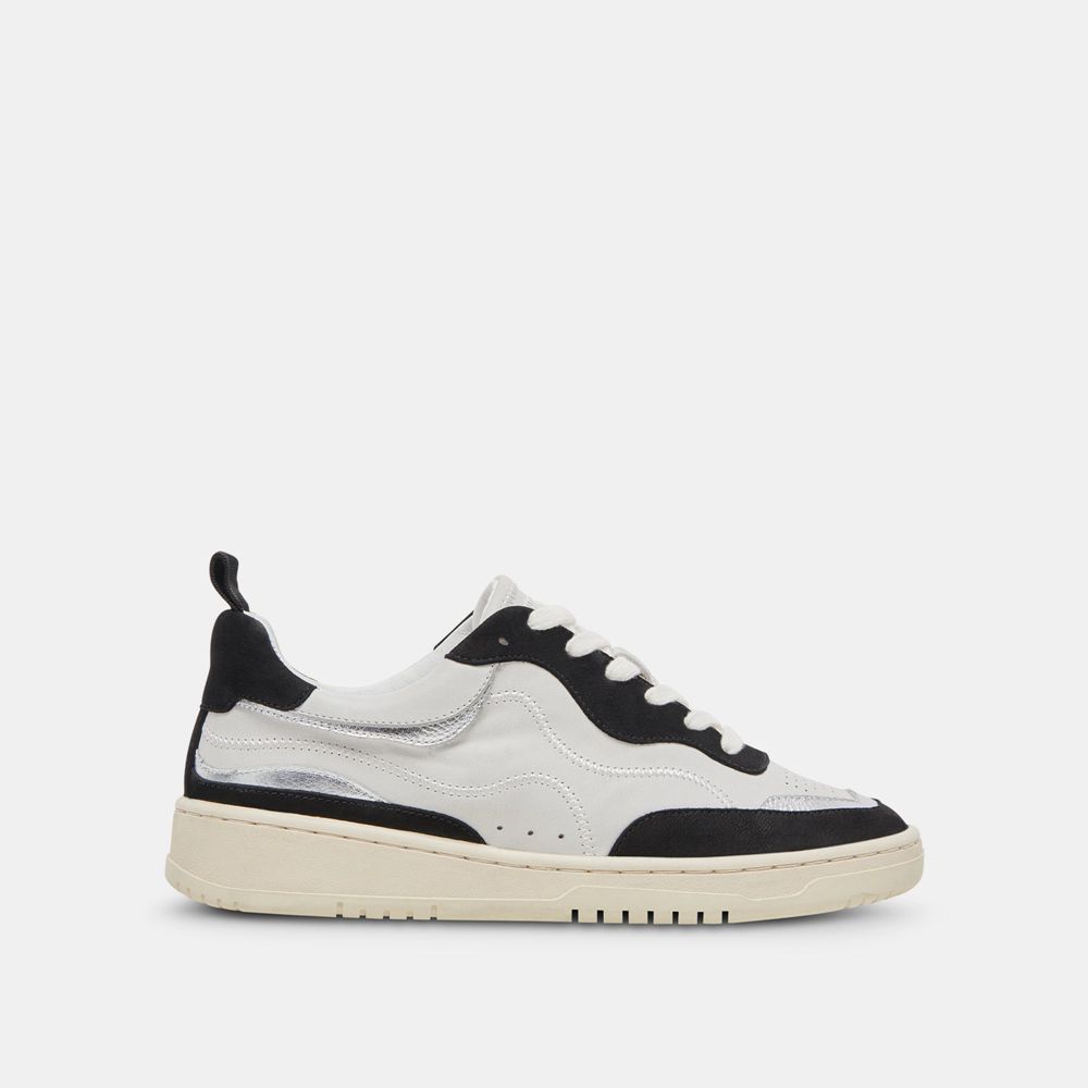 Dolce Vita Adella Leather Women Sneakers White / Black | US-658174IDB