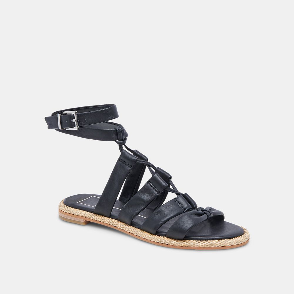 Dolce Vita Adison Leather Women Sandals Black | US-106593KXH