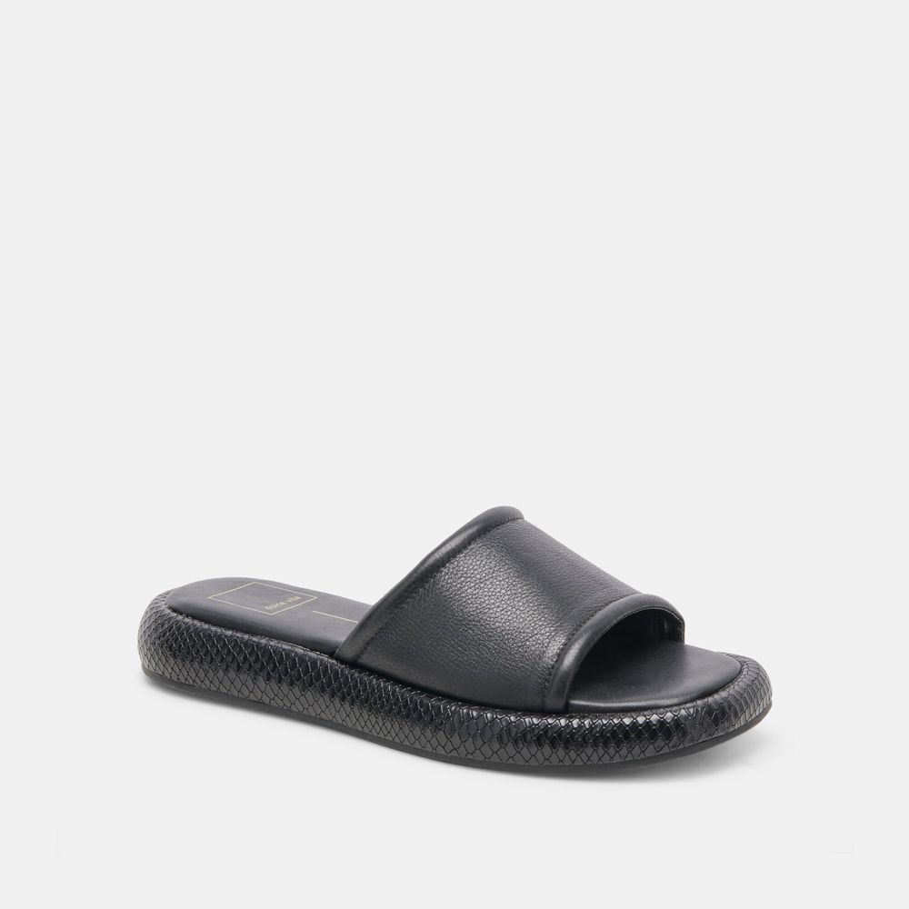 Dolce Vita Aisha Leather Women Sandals Black | US-834197QIW