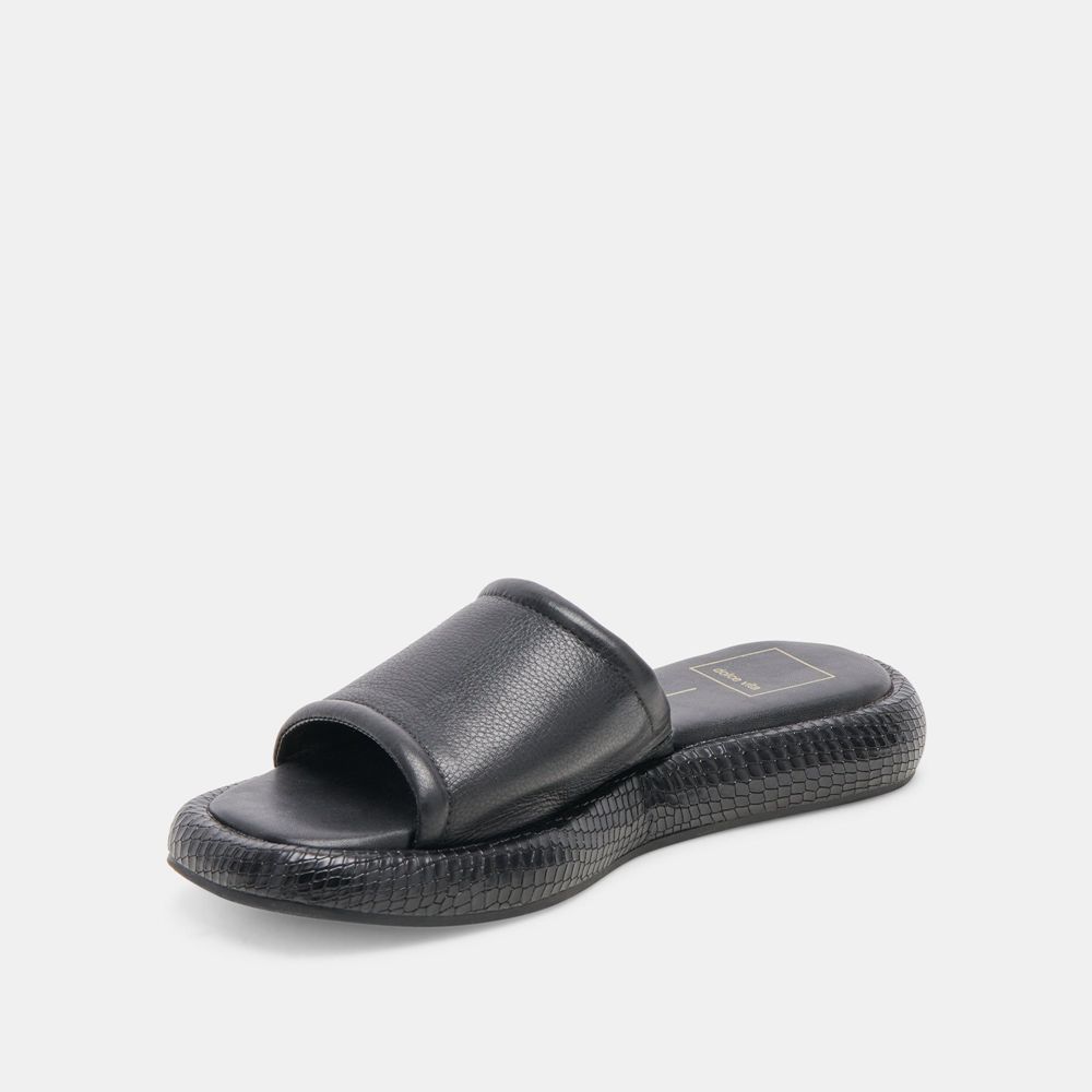 Dolce Vita Aisha Leather Women Sandals Black | US-834197QIW