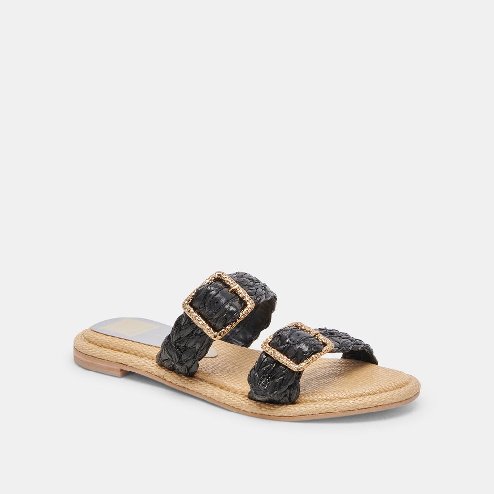 Dolce Vita Alaina Raffia Women Sandals Black | US-520897UXR