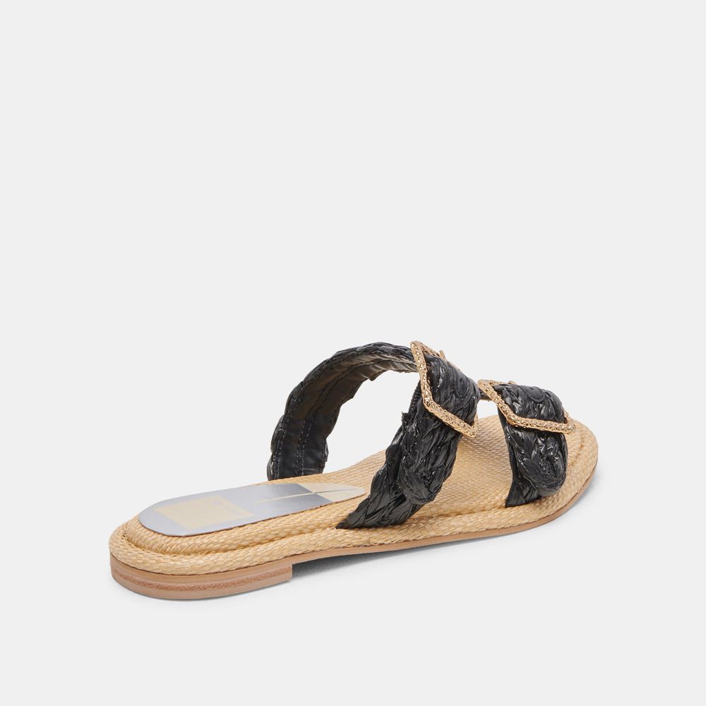 Dolce Vita Alaina Raffia Women Sandals Black | US-520897UXR