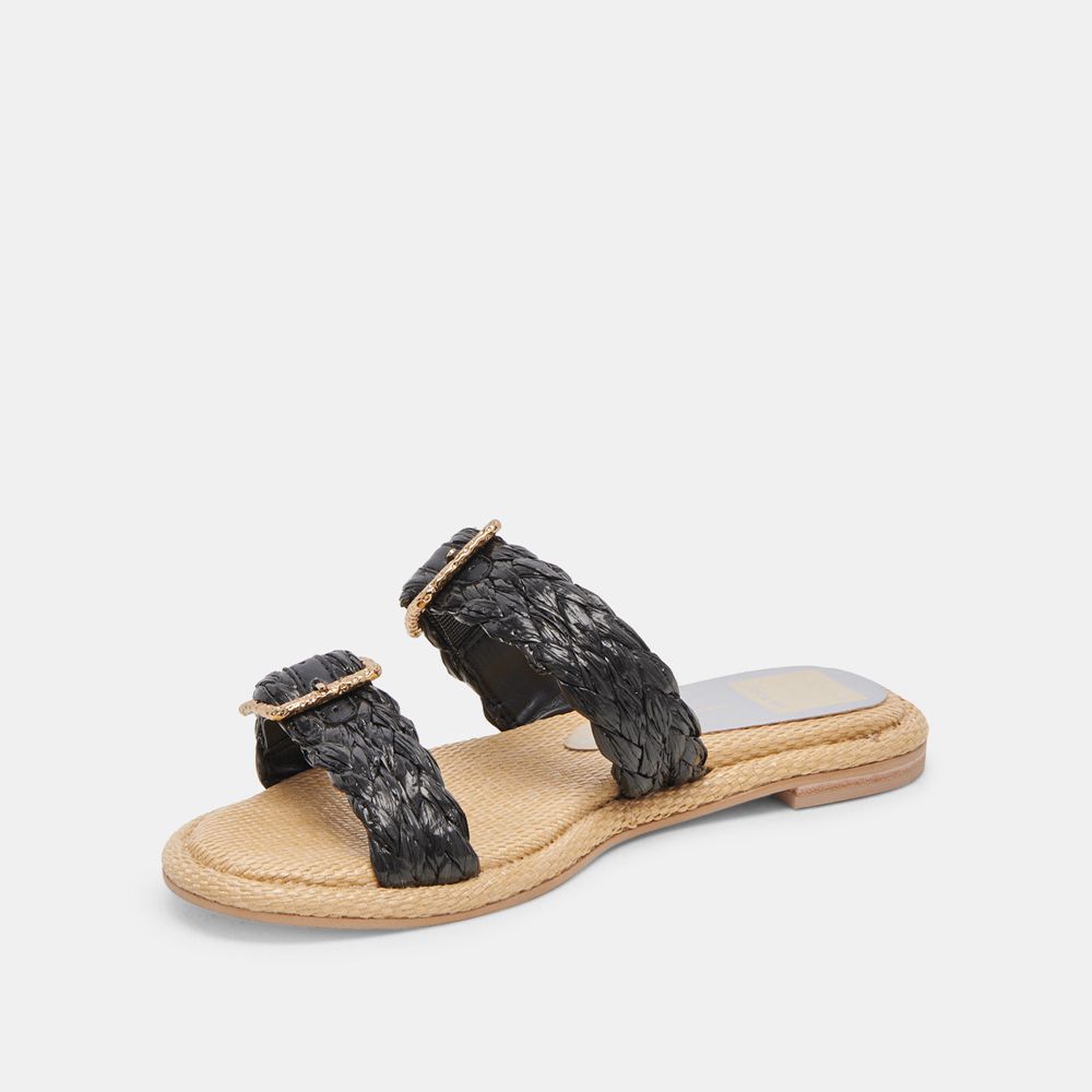 Dolce Vita Alaina Raffia Women Sandals Black | US-520897UXR