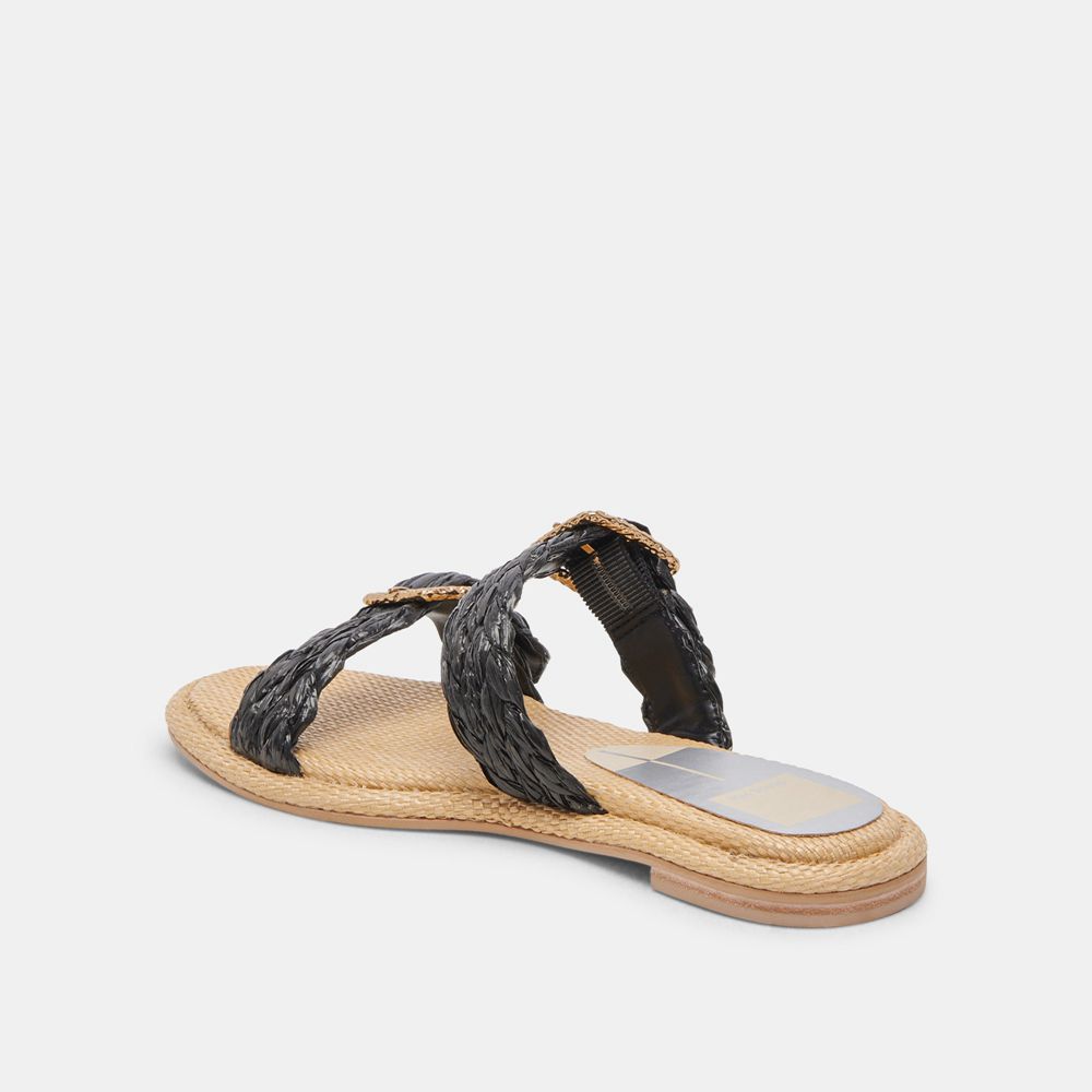 Dolce Vita Alaina Raffia Women Sandals Black | US-520897UXR