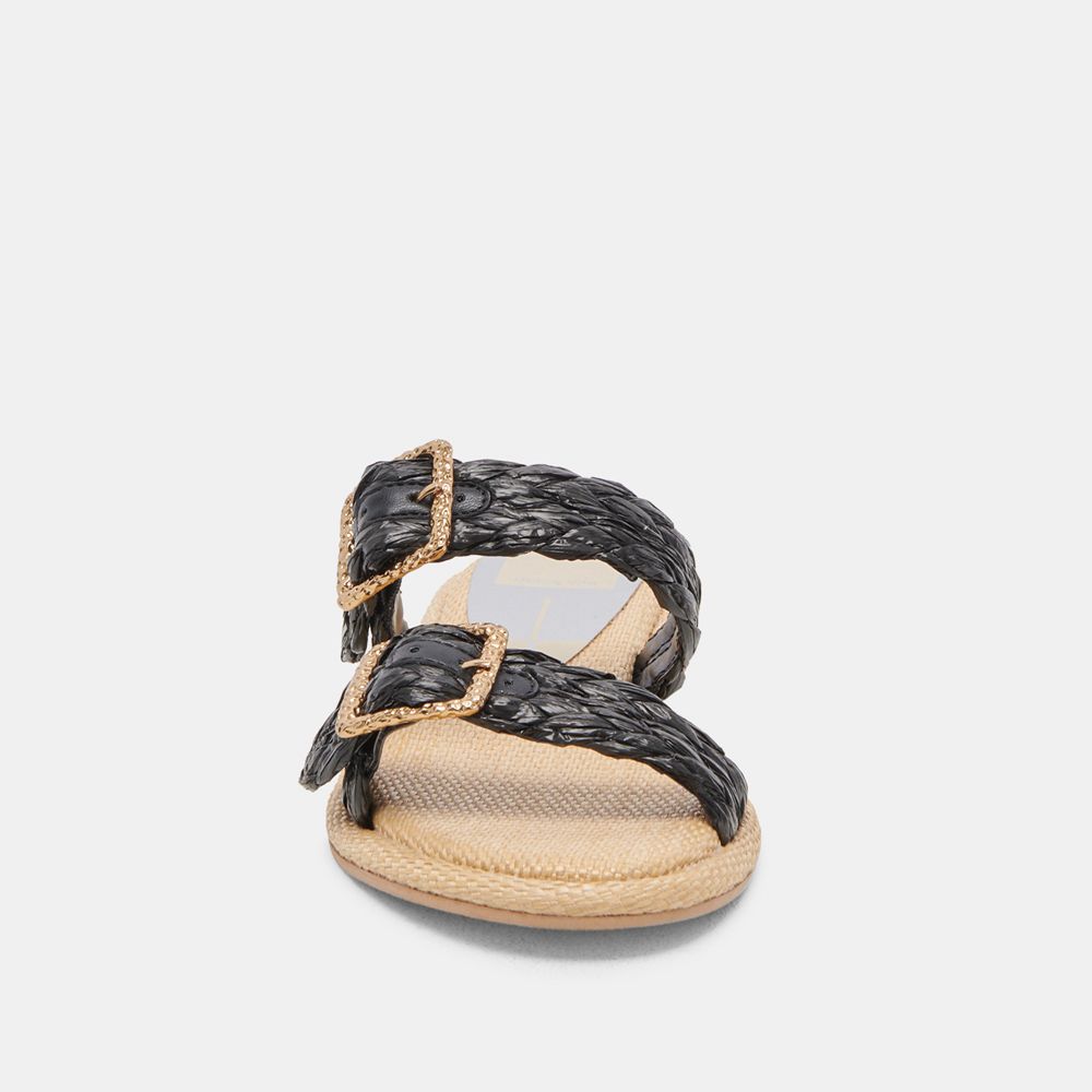 Dolce Vita Alaina Raffia Women Sandals Black | US-520897UXR