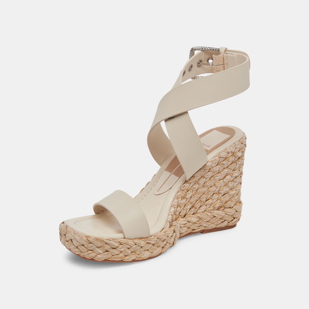 Dolce Vita Aldona Leather Women Wedges Cream | US-572816USC