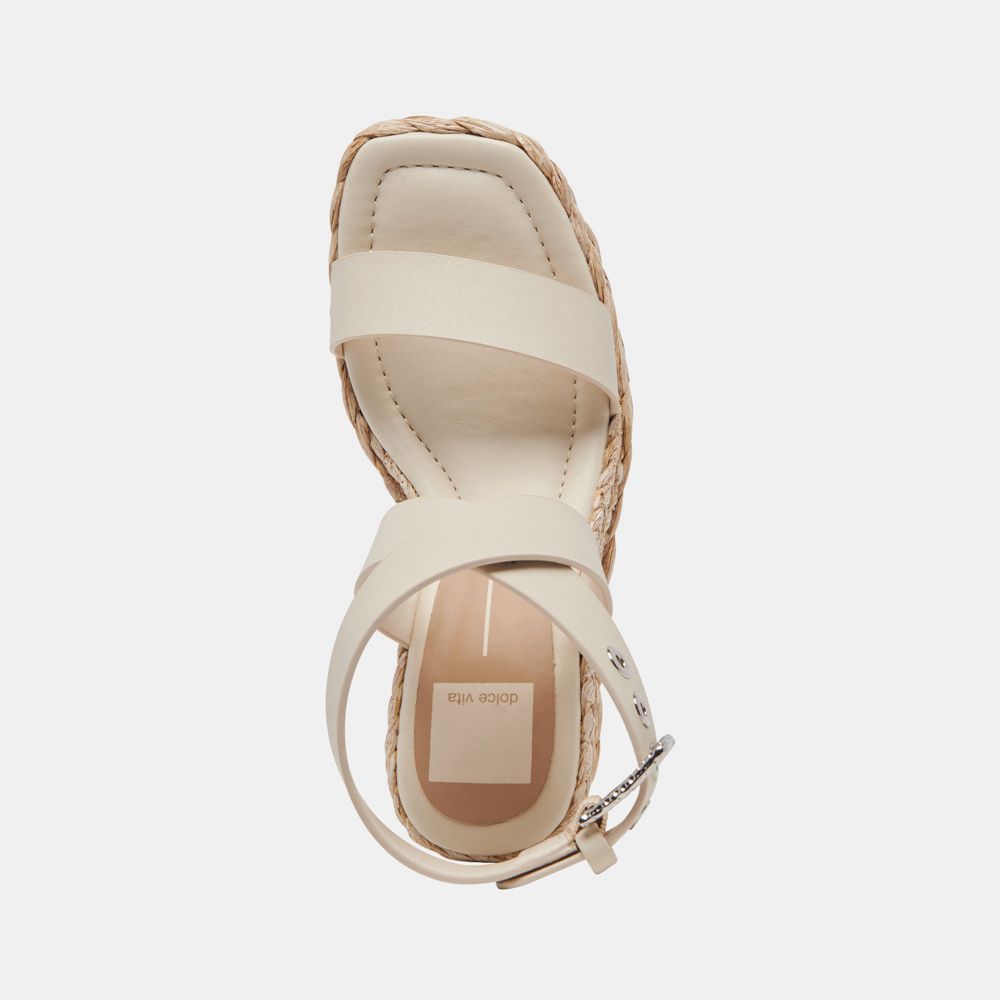 Dolce Vita Aldona Leather Women Wedges Cream | US-572816USC