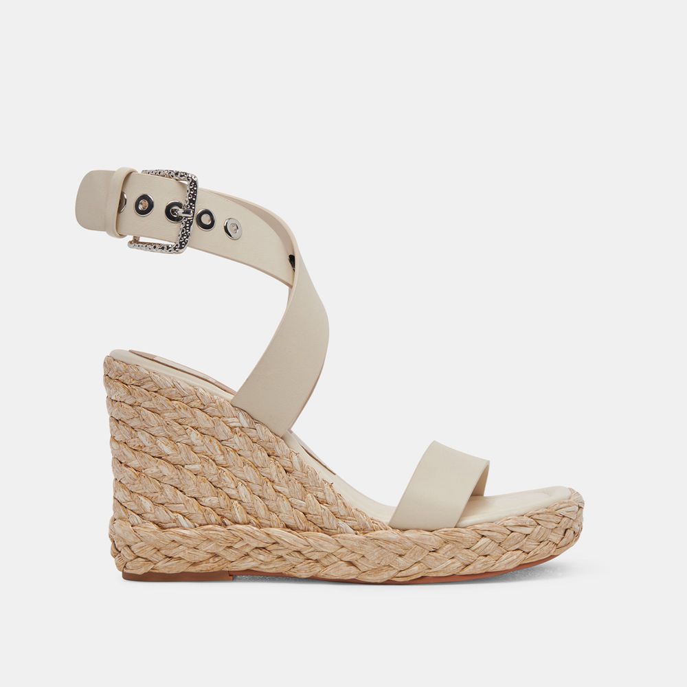 Dolce Vita Aldona Leather Women Wedges Cream | US-572816USC