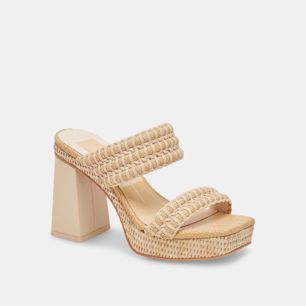 Dolce Vita Alfred Raffia Women Heels Light Brown | US-084293GYI