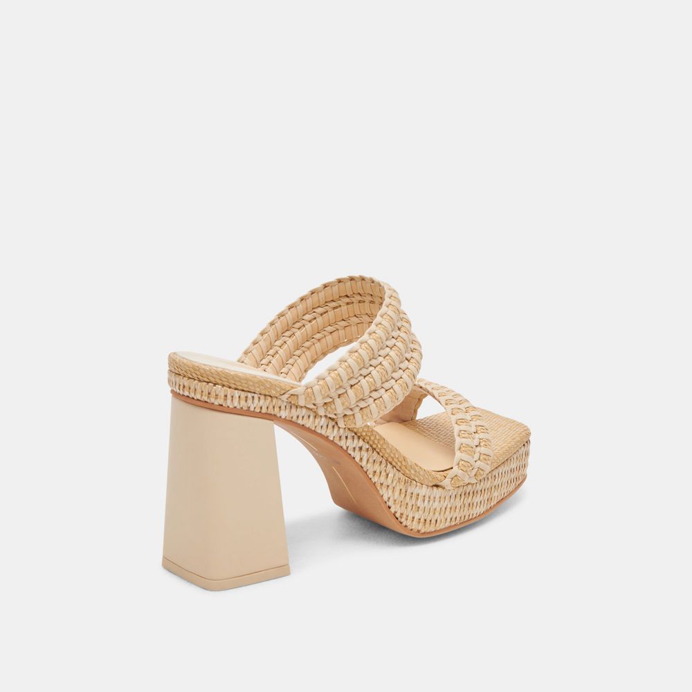 Dolce Vita Alfred Raffia Women Heels Light Brown | US-084293GYI