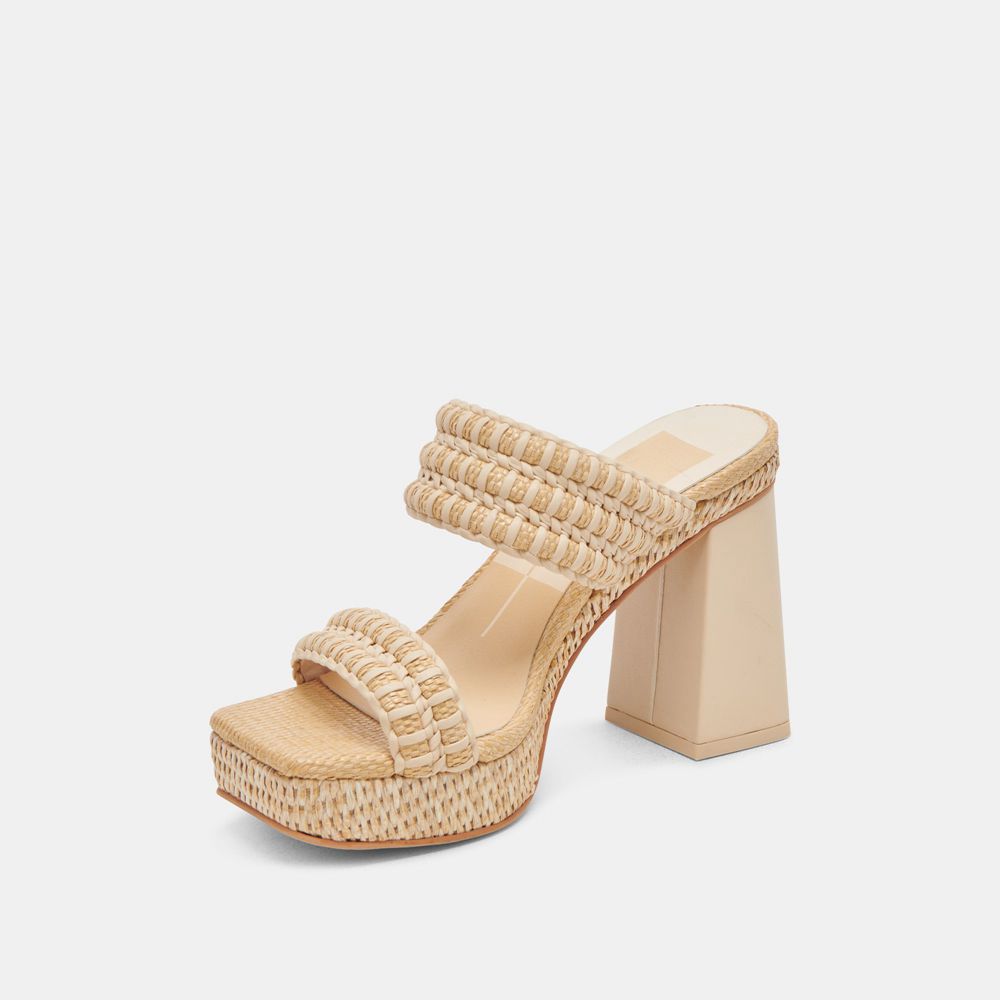 Dolce Vita Alfred Raffia Women Heels Light Brown | US-084293GYI