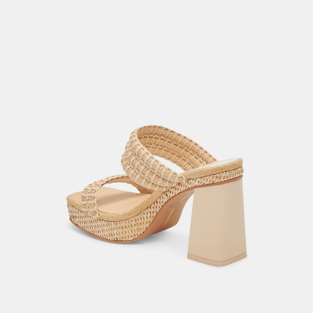 Dolce Vita Alfred Raffia Women Heels Light Brown | US-084293GYI