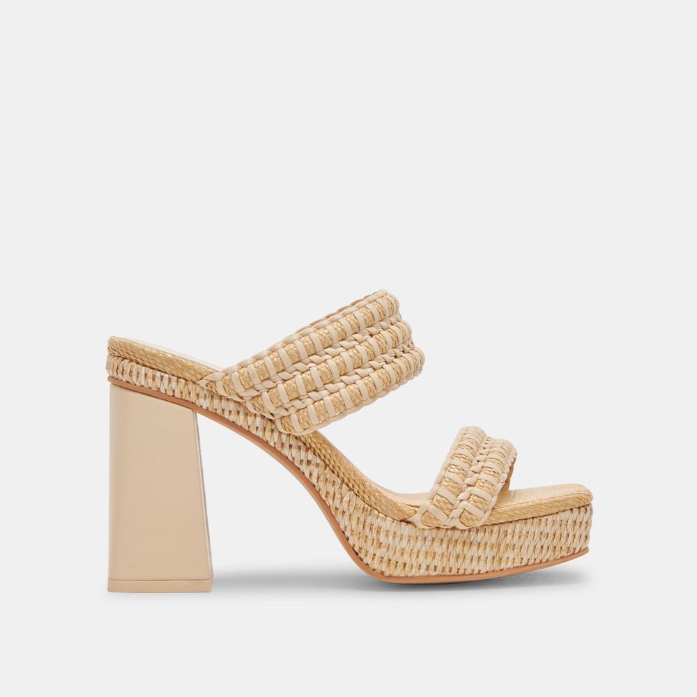 Dolce Vita Alfred Raffia Women Heels Light Brown | US-084293GYI