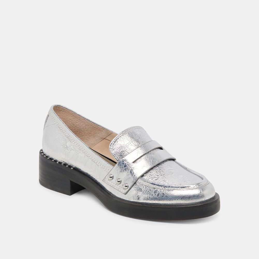 Dolce Vita Aliane Leather Women Loafers Silver | US-528136HXF