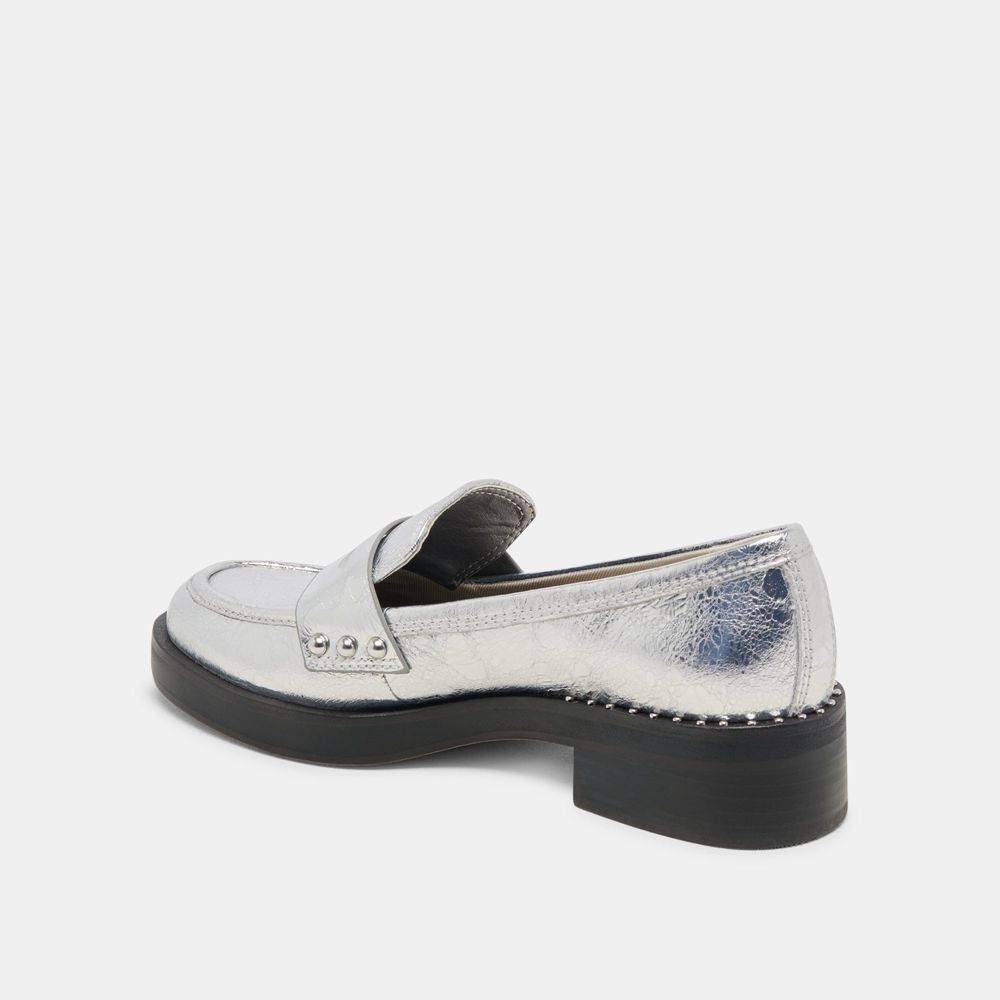 Dolce Vita Aliane Leather Women Loafers Silver | US-528136HXF