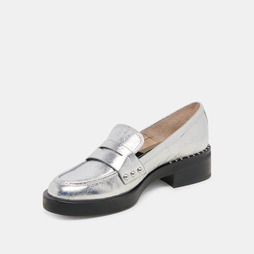 Dolce Vita Aliane Leather Women Loafers Silver | US-528136HXF