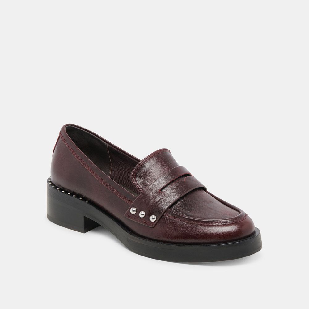 Dolce Vita Aliane Leather Women Loafers Dark Burgundy | US-603519RBM