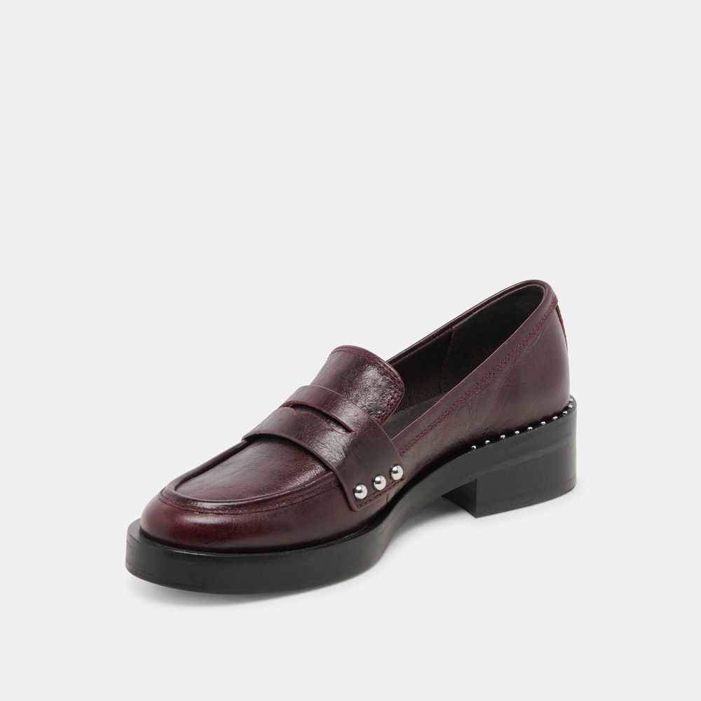 Dolce Vita Aliane Leather Women Loafers Dark Burgundy | US-603519RBM