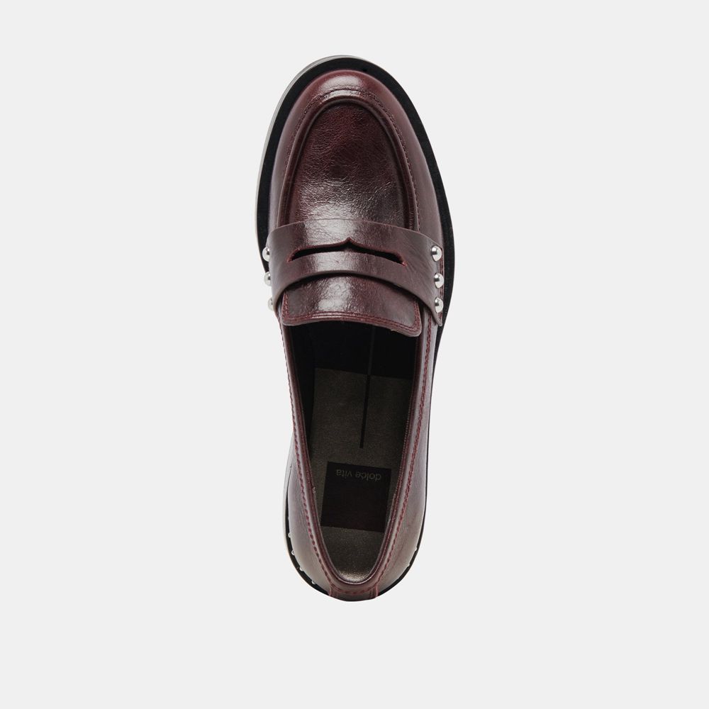 Dolce Vita Aliane Leather Women Loafers Dark Burgundy | US-603519RBM