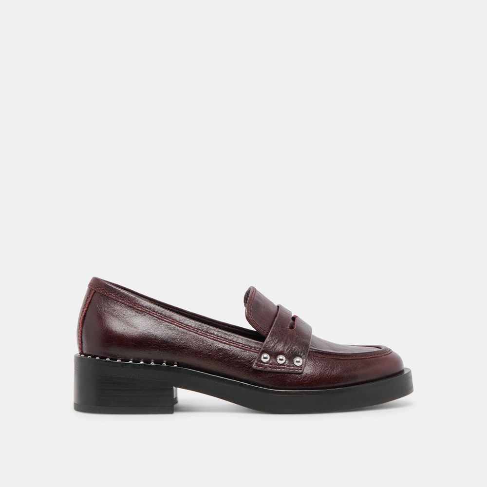 Dolce Vita Aliane Leather Women Loafers Dark Burgundy | US-603519RBM